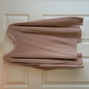 Pink and gold knit Size Medium Open Back Sweater with Shoulder Cutout